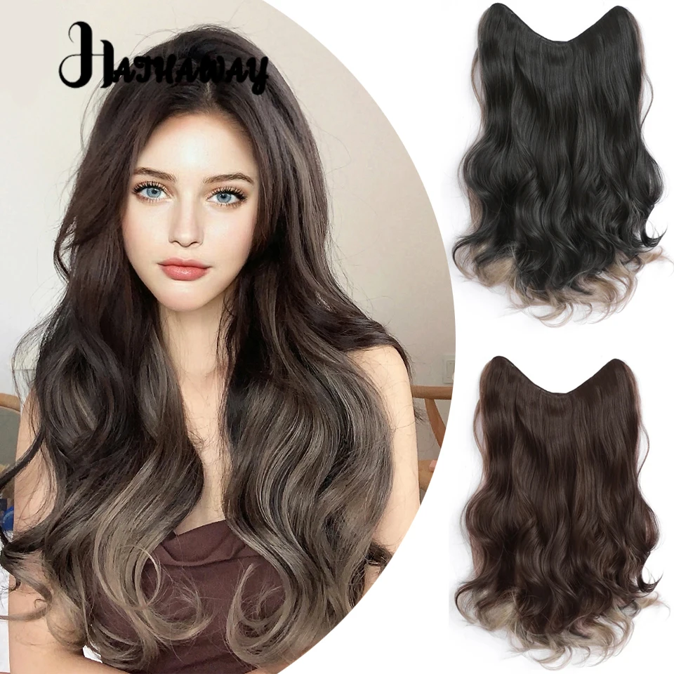 

18 Inch Long Curly Hair Synthetic Gradient Aoki Gray Wig To Increase Hair Volume Fluffy U-shaped Hair Extensions Daily Wear