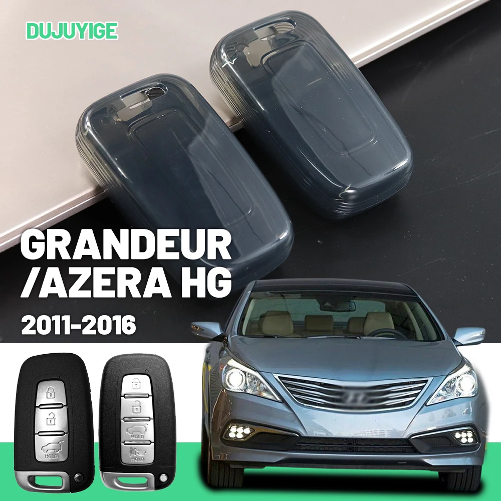 Klare TPU-Autoschlüsselhülle für Hyundai Grandeur/Azera HG 2011-2016 Schlüsselanhänger-Schutzhülle Autozubehör 2012 2013 2014