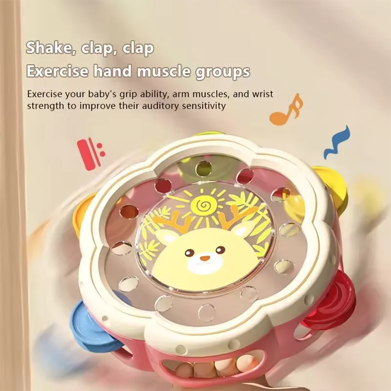 Tamburi a mano per bambini Strumenti a percussione Campane per bambini Puzzle Educazione precoce Orologi a mano Giocattoli per allenamento con presa