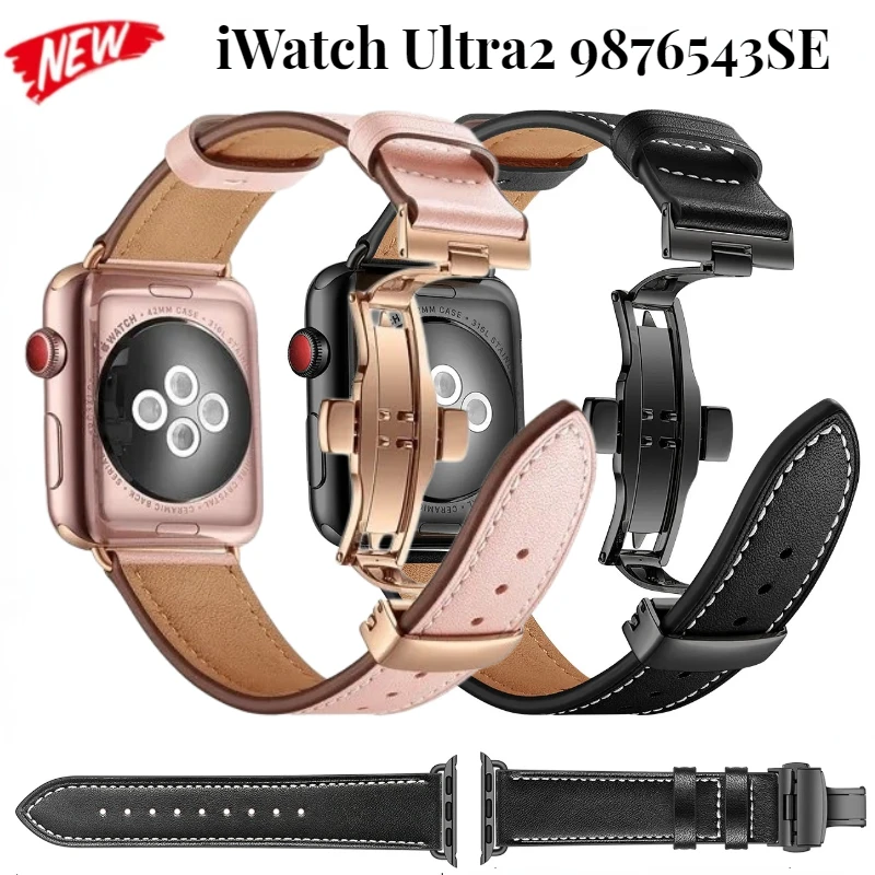 

Leather Strap for Apple Watch Ultra2 10 9 8 7 49mm 46mm 45mm 41mm Bracelet Strap for Iwatch 6 5 4 SE 44mm 40mm 42mm 38mm Band