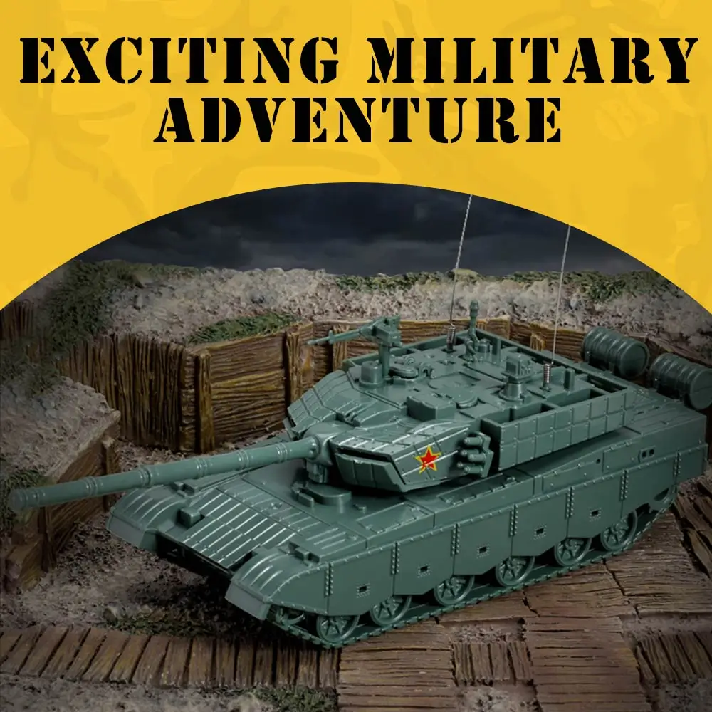 ViiKONDO Military Vehicle Army Men Tank Toy Easy Model Kit 1/72 Scale China ZTZ-99A Main Battle Green Plastic Fast Assembly Gift