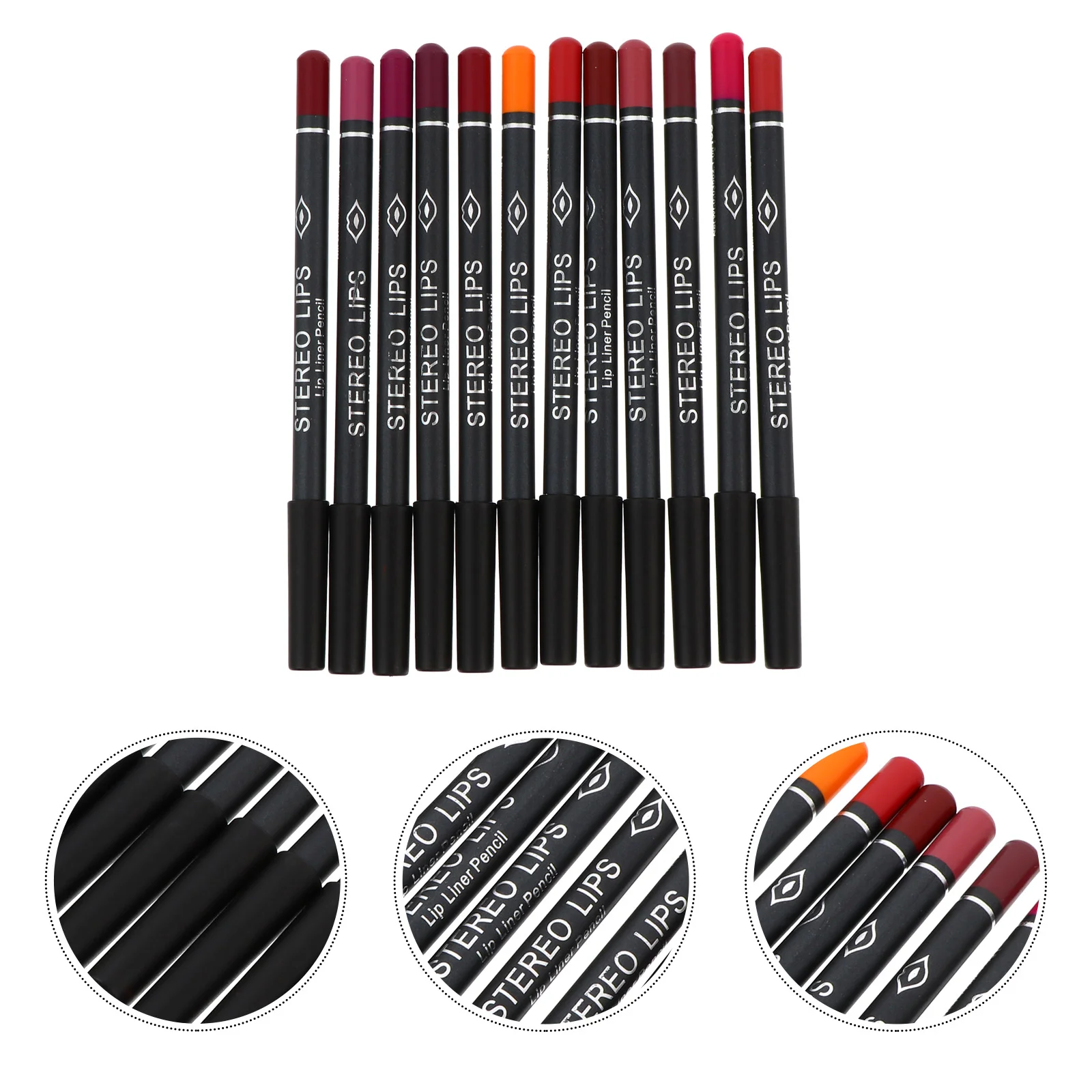 Ferramenta lápis delineador impermeável mate, Slim Lip Liner, forro de madeira, 12 pcs