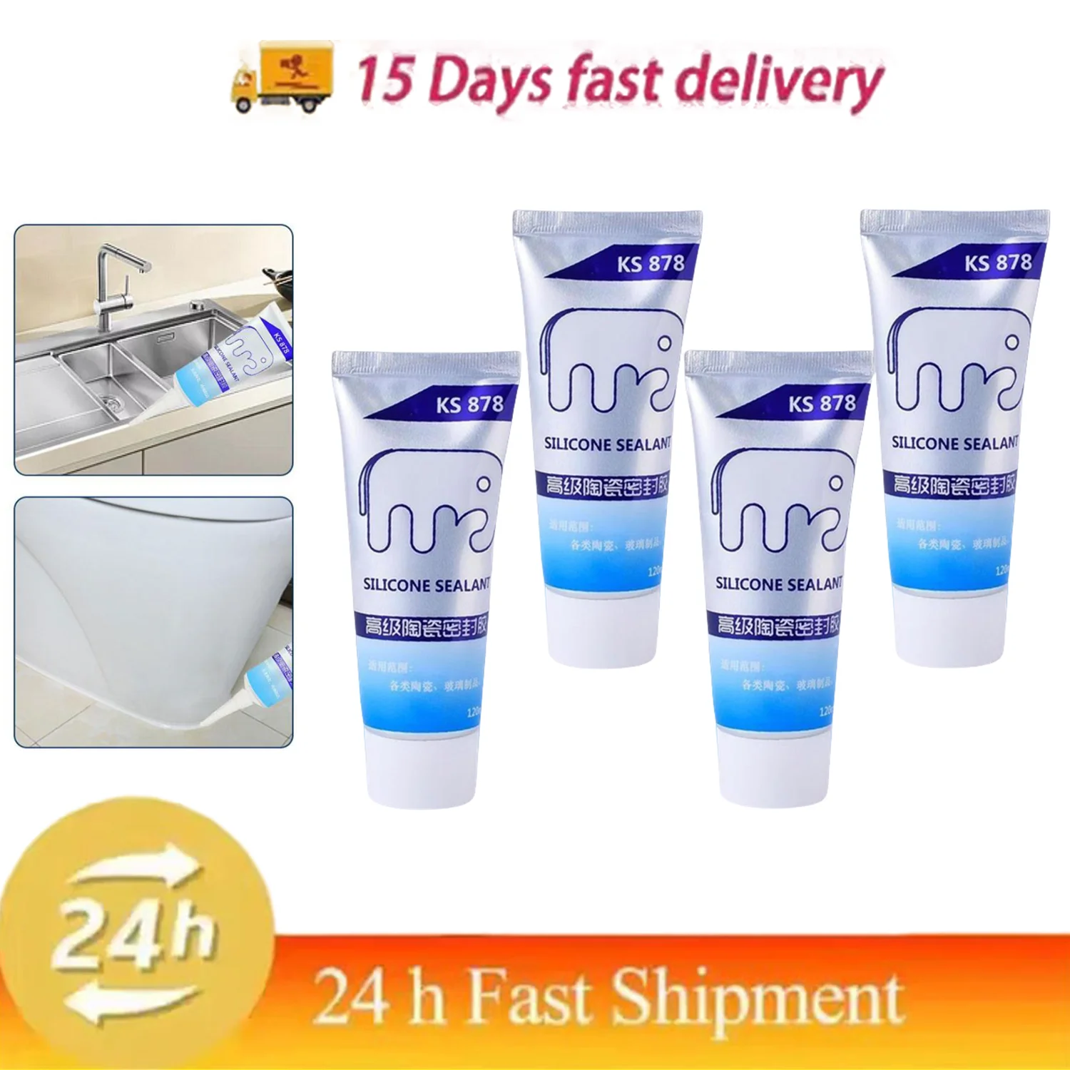 

Multipurpose Silicone Sealant Waterproof Caulk Seal Mouldproof Fast Drying Beautify Sewing Adhesive for Kitchen Bathroom Home