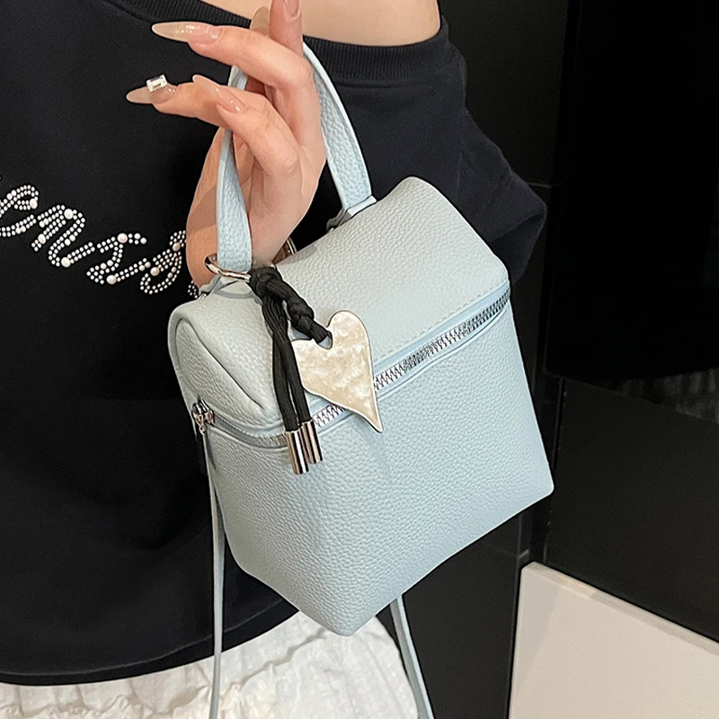 

Summer New Bag Women Fashion Korean Casual Versatile Heart Solid Commute Crossbody Bags Simple Zipper Square One Shoulder Bag