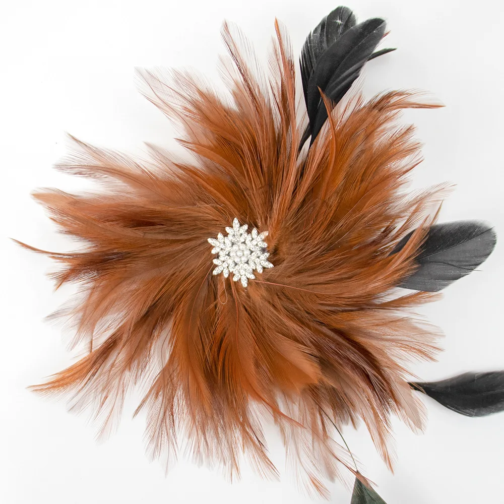 Elegante Feder-Blumen-Broschen für Damen, Strass, modische Corsage, Party, Bankett, Kleidung, Schmuck, Accessoires, Geschenke – Detail 1
