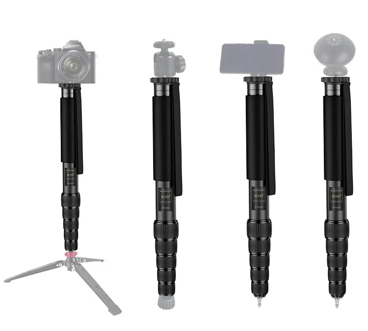 FF-H28  Professional Aluminium Camera Tripod 63inch 5 Sections Video Monopod for Canon Nikon DSLR Gopro 6 Action Camera