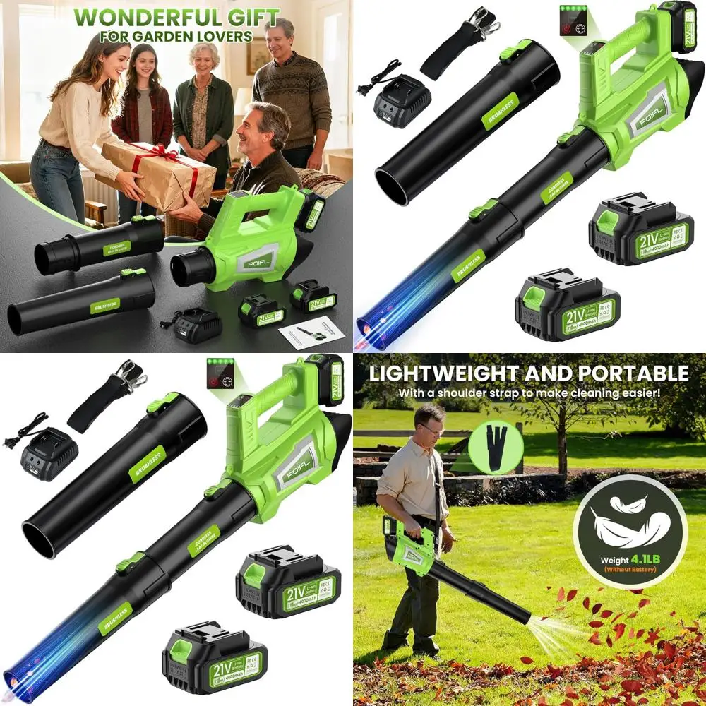 

Cordless Leaf Blower 750CFM, 240+MPH with 2x4.0Ah Batteries, Fast Charger, 6-Speed Modes, Lightweight for Lawn Care
