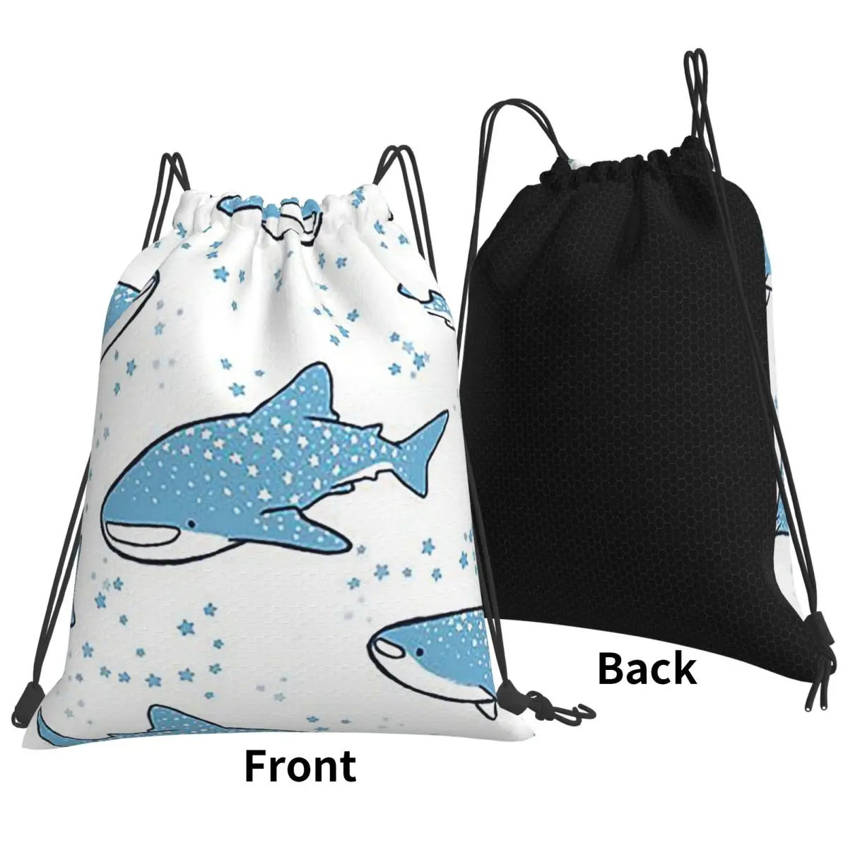 Starry Whale Sharks Backpacks Fashion Drawstring Bags Storage Bag Book Bags for Travel School