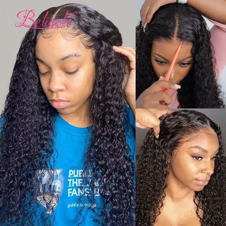 Glueless Wig Human Hair Water Wave Lace Front Wig 4x4 5x5 HD Lace Closure Wig Glueless Preplucked  Human Wig Ready to Go