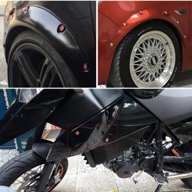 20 pçs carro modificado hex fixadores fender arruela pára-choques parafusos côncavos de alumínio colorido fender arruelas e parafuso M2-M6