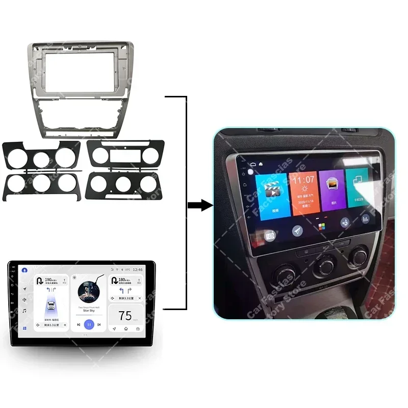 Auto Rahmen Fascia Für Skoda Octavia 2004-2014 Auto Radio Android Stereo MP5 GPS-Player Panel Gehäuse Rahmen fascia Dash Abdeckung Trim