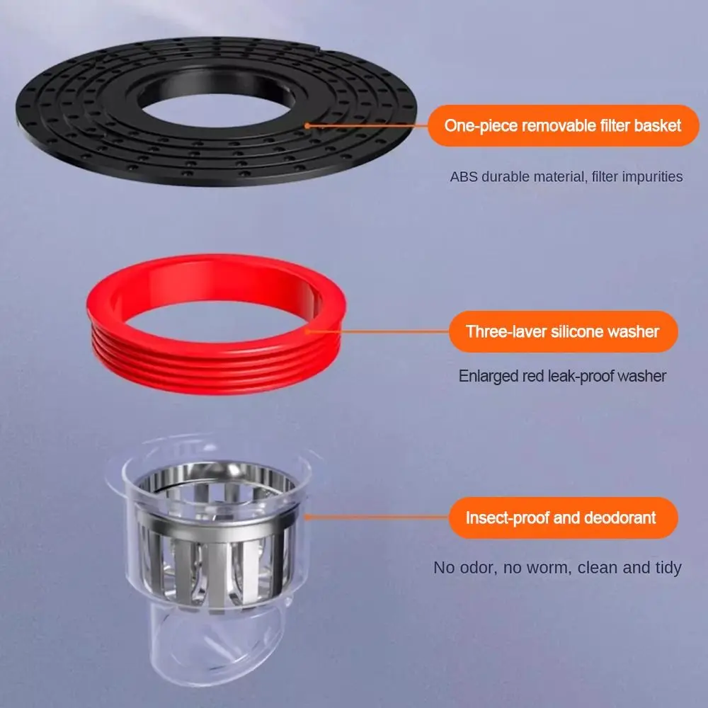With Grid Grate Cover Shower Floor Drain Core Backflow Preventer Dectable Anti-odor Floor Drain Insect Proof Anti Blocking