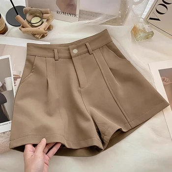 A-Line Office Shorts 3 Casual Women A-Line Shorts Fashion Office Lady Commute Vintage Solid High Waist Short Pants Casual Streetwear Summer Trousers 3