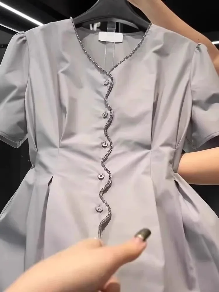 

Элегантные модные однобортные рубашки с v-образным вырезом, женские милые универсальные блузки с пышными рукавами Blusas Mujer, новые летние облегающие блузки со рюшами