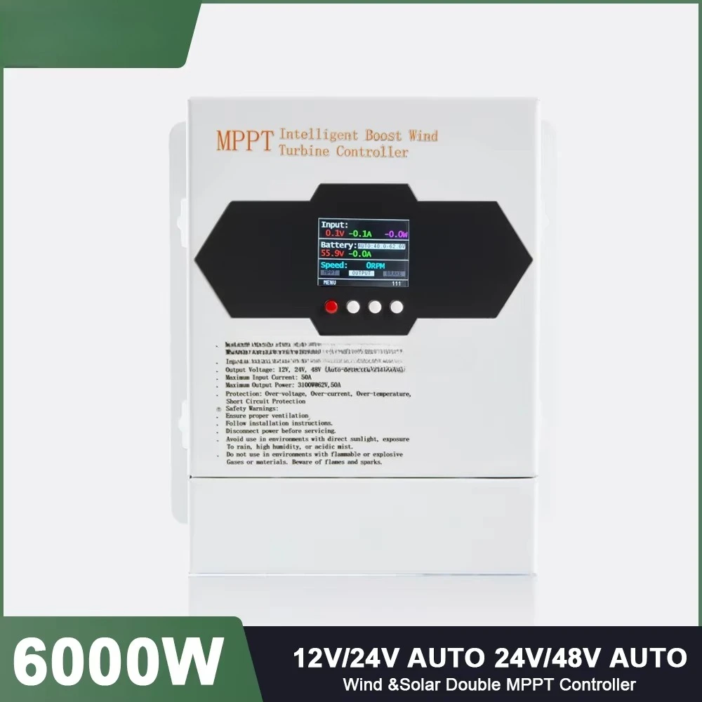 6000W Hybrid Boost ARM Solar Panel Charge Controller 12V 24V 48V MPPT Dump Load Wind Turbine Generator Controller