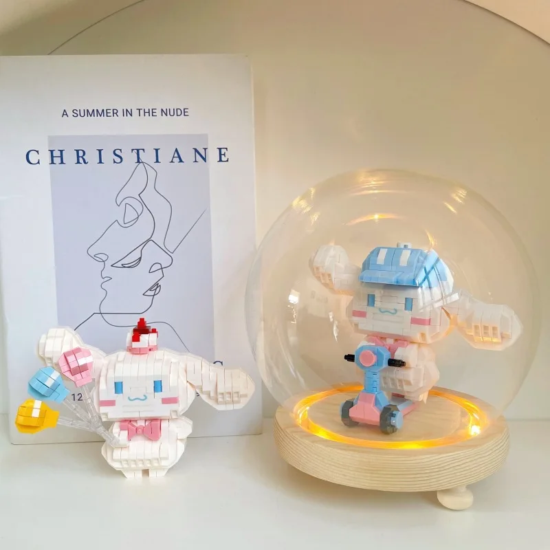 

Kawaii Balloon Cinnamoroll Micro Building Blocks Sanrio Rainbow Pony 3D Model Assembled Mini Brick Figure Toy for Birthday Gift
