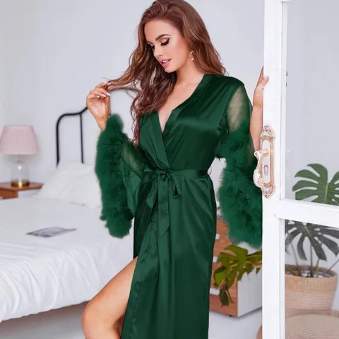 Женский халат-карdigan JHY8218 из полиэстера
