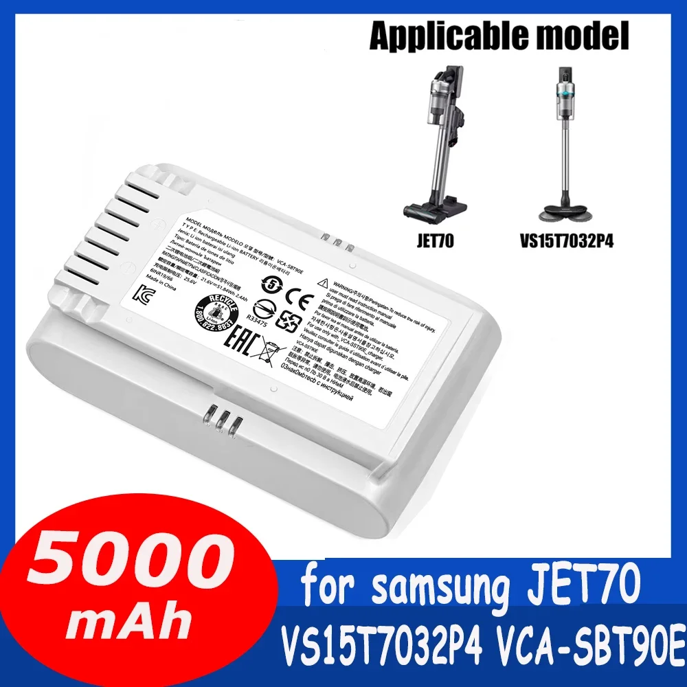 New 5000mAh Vacuum Replacement Battery for Samsung Jet70/+ VS15T7032P4 VCA-SBT90EB VCA-SBT90E Cordless Stick Vacuum Cleaner