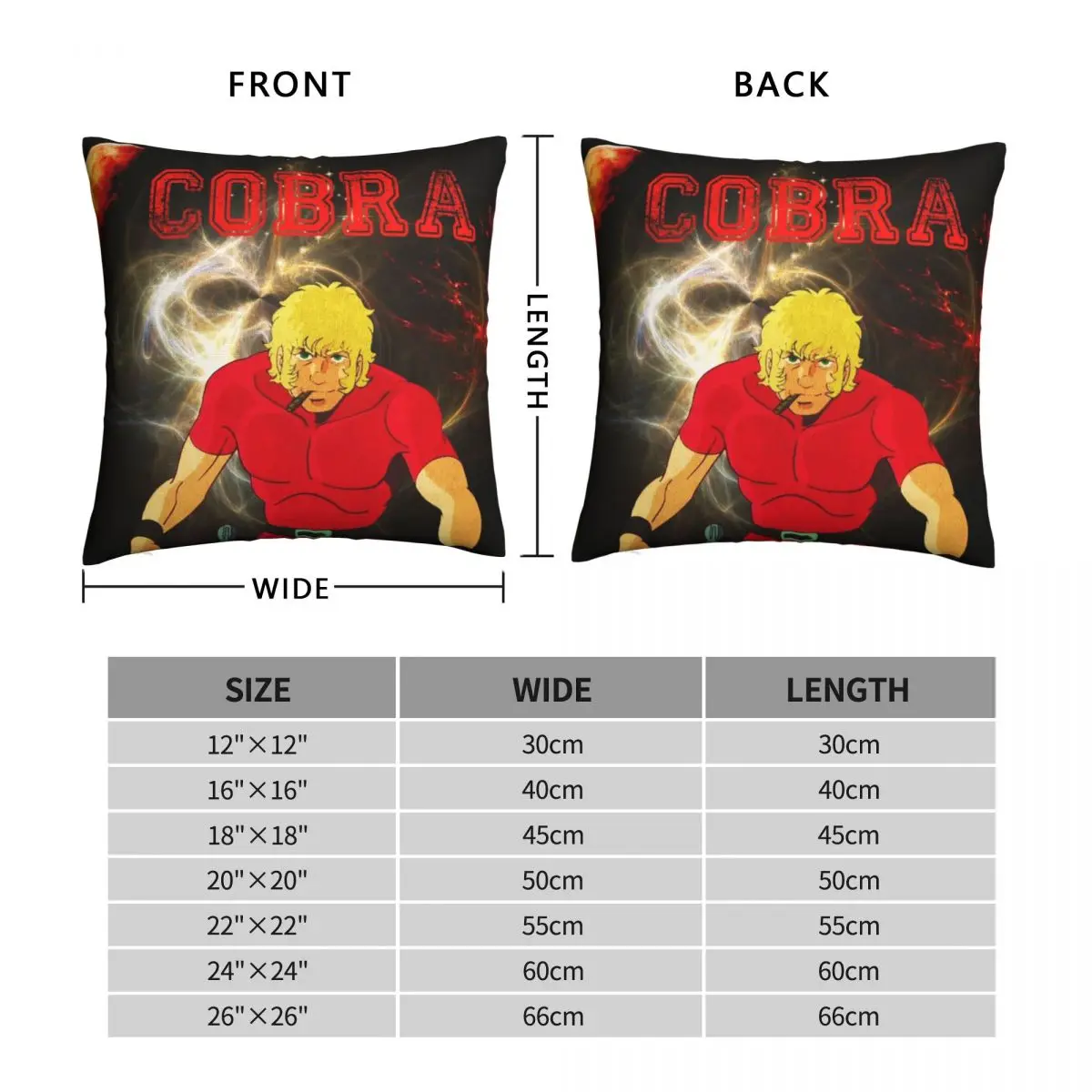 Cobra THE SPACE PIRATE Vintage Version Pillowcase Polyester Linen Velvet Printed Zip Decor Pillow Case Home Cushion Cover