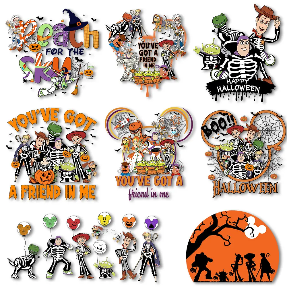 Halloween Toy Story Iron on Decals Heat Press Stickers Printing for Clothes Thermal Patches on Tshirts