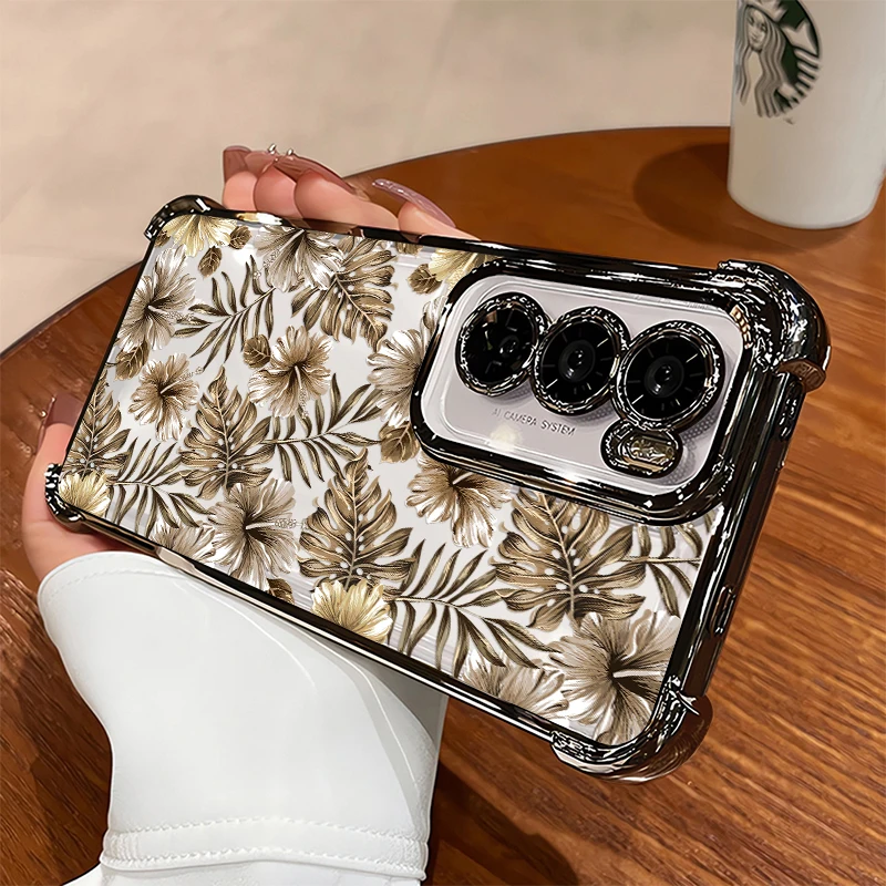 Funda transparente a prueba de golpes para teléfono Huawei Nova 4e 9 P40 Pro P30 Lite, funda de silicona con patrón de hojas de flores, parachoques suave de TPU