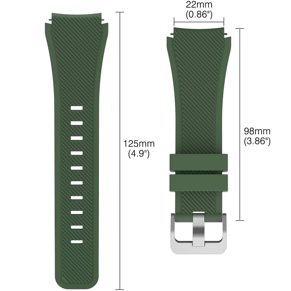 22mm Silicone Watch Strap for Samsung Watch 46mm/3 45mm/Gear S3/Huawei Watch 3/GT 2 46mm Bracelet Wristband for Amazfit GTR/Pace