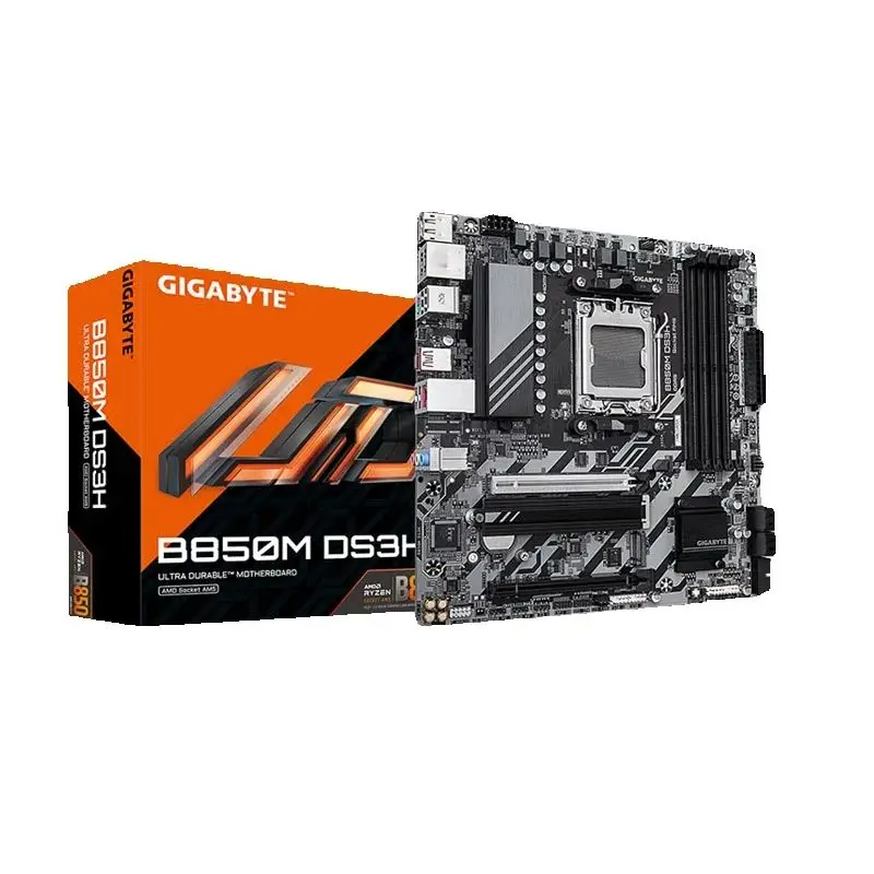 GIGABYTE B850M DS3H 8 + 2 + 2 مصدر طاقة Micro-ATX AMD B850 DDR5 192GB 8200 (OC) MHz M.2 مقبس AM5 لوحة أم جديدة
