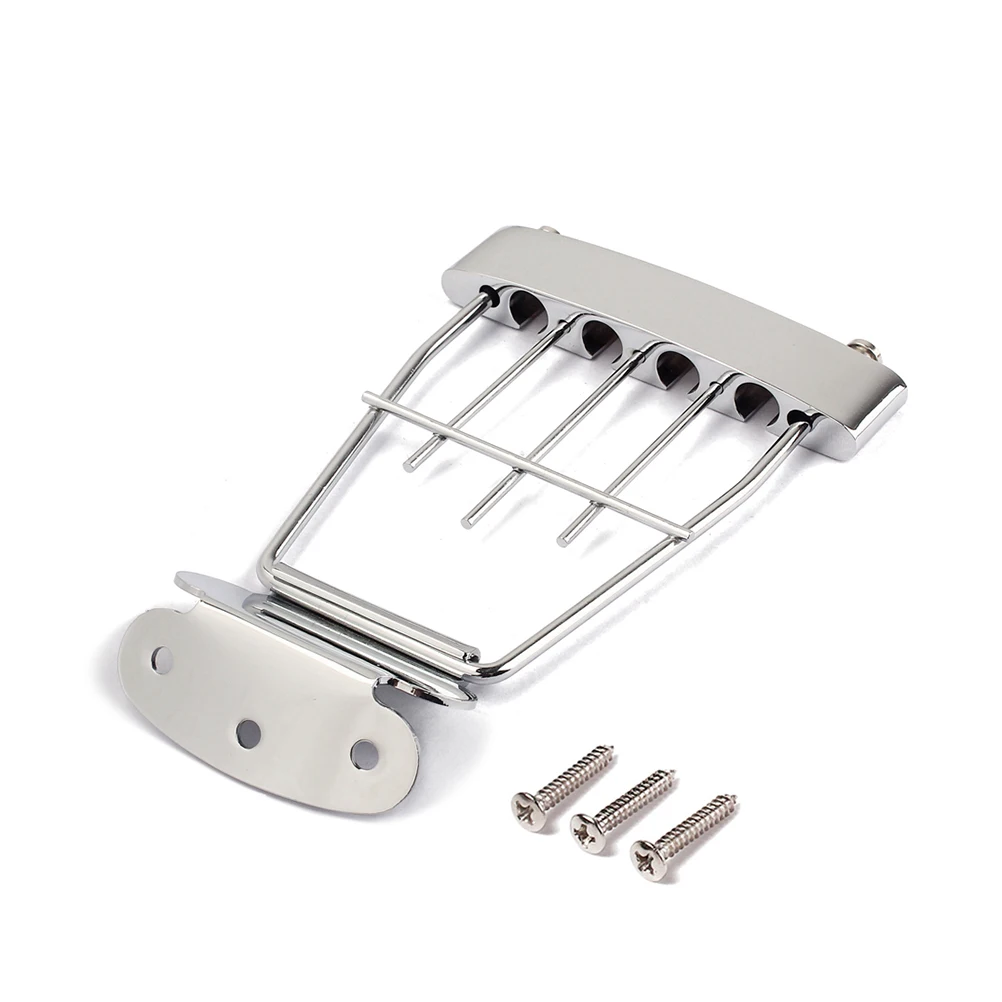 

Four String Tailpiece Bridge for Archtop Guitar Silver Long Legs Sturdy Steel Zinc Alloy Construction Easy