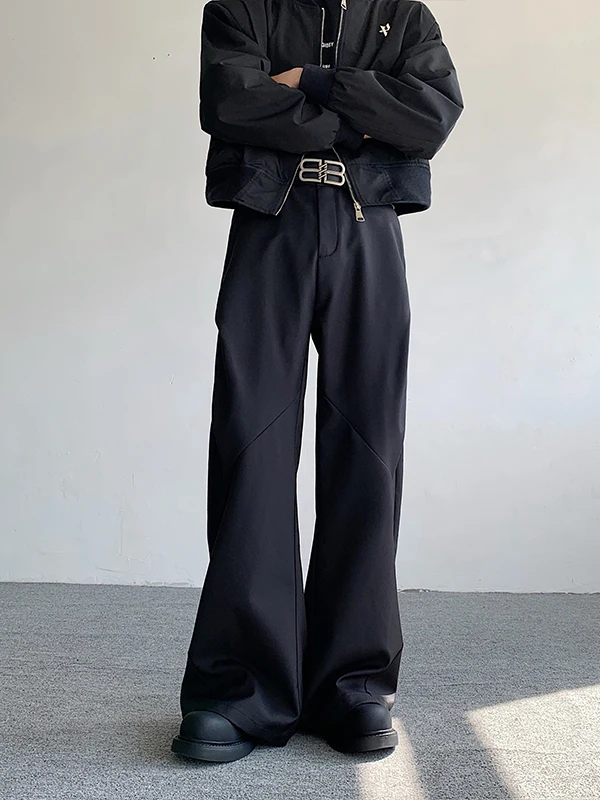 

Осенне-зимние повседневные мужские брюки с ромбовидным узором, плиссированные, широкие, свободного кроя, молодежные, длинные