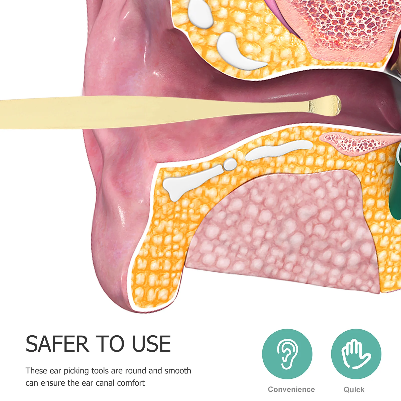 

1 комплект, набор для удаления ушной серы из нержавеющей стали, прочный нескользящий дизайн, безопасный, удобный, для путешествий, подарочный набор, набор для удаления ушной серы