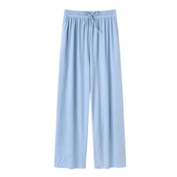 woman pajamas summer modal ice silk long pants Japanese style simple elastic waist casual big yards women home sleep bottoms