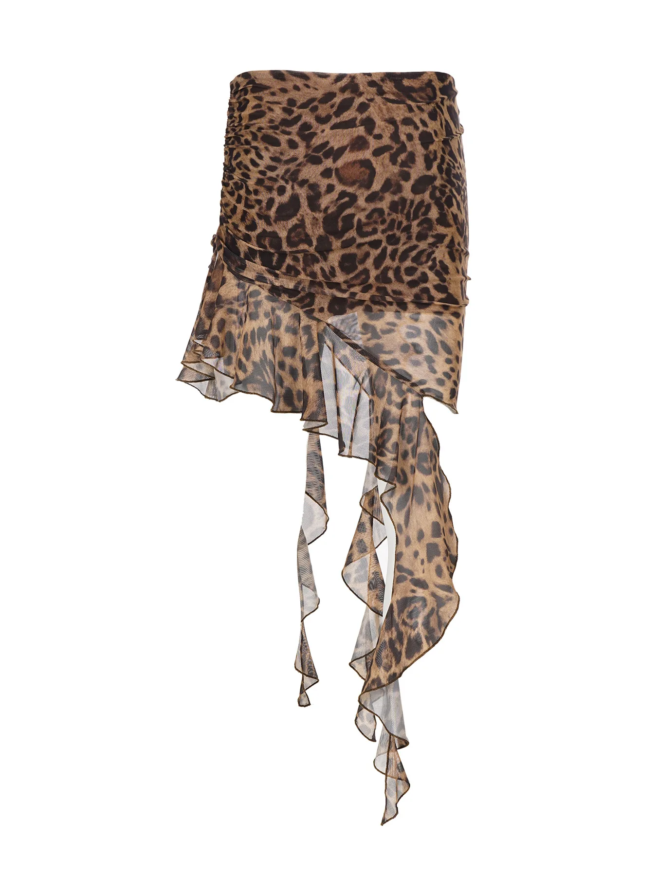 Sexy Spicy Girl Fashionable Irregular Leopard Print Strap Retro Style Long Skirt