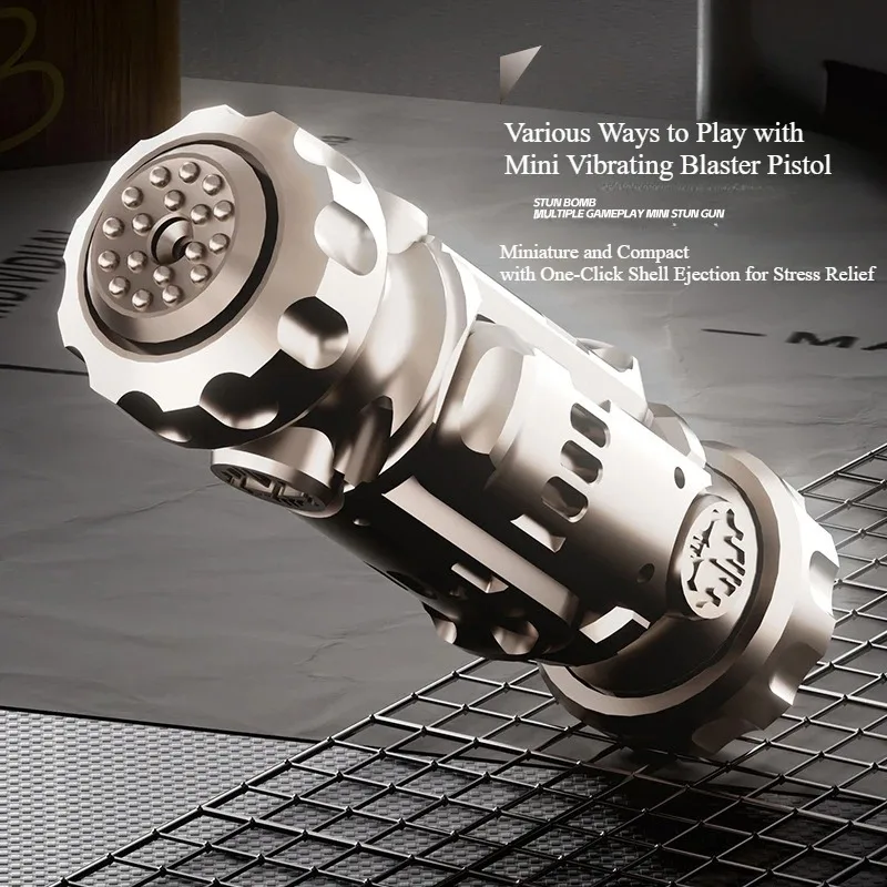 Stun Grenade Fidget Spinner Metal Miniature Pistol Launch Toy Gun with Ejectable Shells Stress Relief Finger Toys for Adults Kid