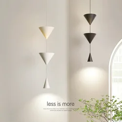 Nordic Pendant Lights White Lamp for Bedroom Living Room LED Home Decorations Hanging Lights Bedside Lamp Cone Lampshade Black