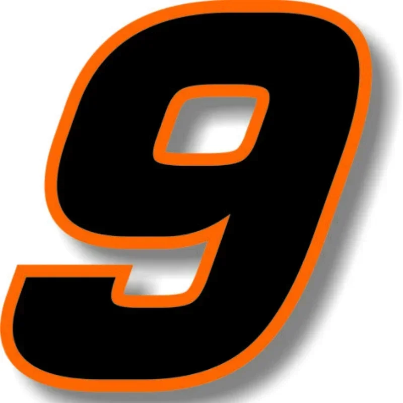 Hot SellFor Car Custom Race Number Square Font Black with Orange Border Sticker PVC Waterproof Self-adhesive Cars Decal