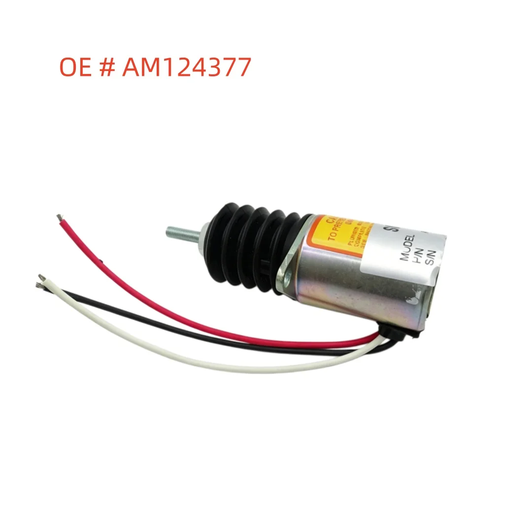 High quality new AM124377 Fuel cut-off solenoid 12V for John Deere 3375 375 675 655 Tractor Parts