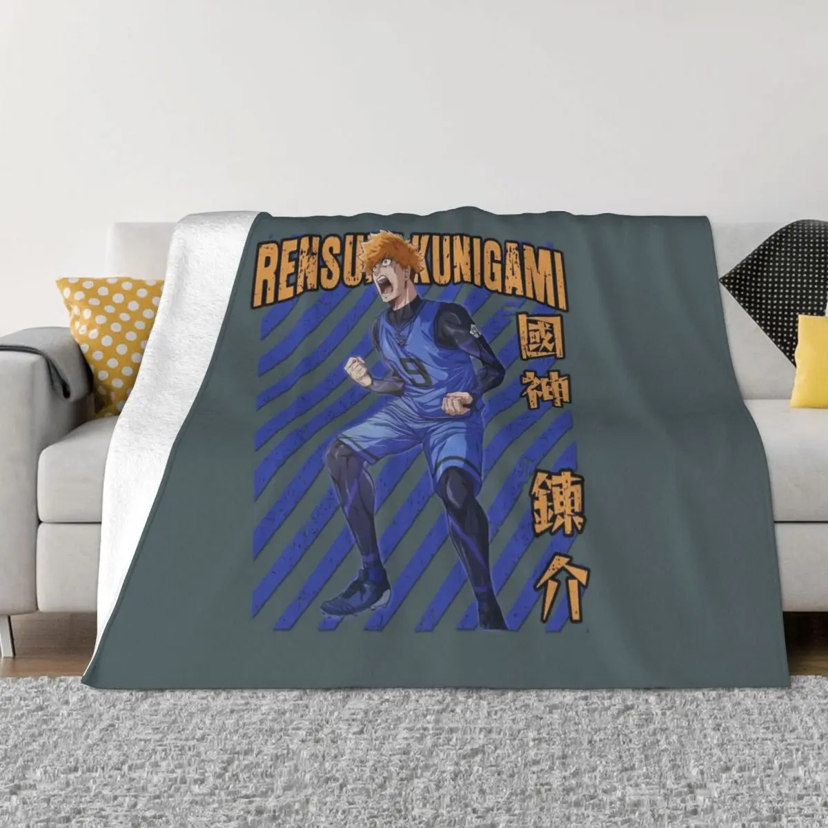 Rensuke Kunigami Blue Lock Anime Throw Blanket decorative Fashion Sofas Hairys Blankets