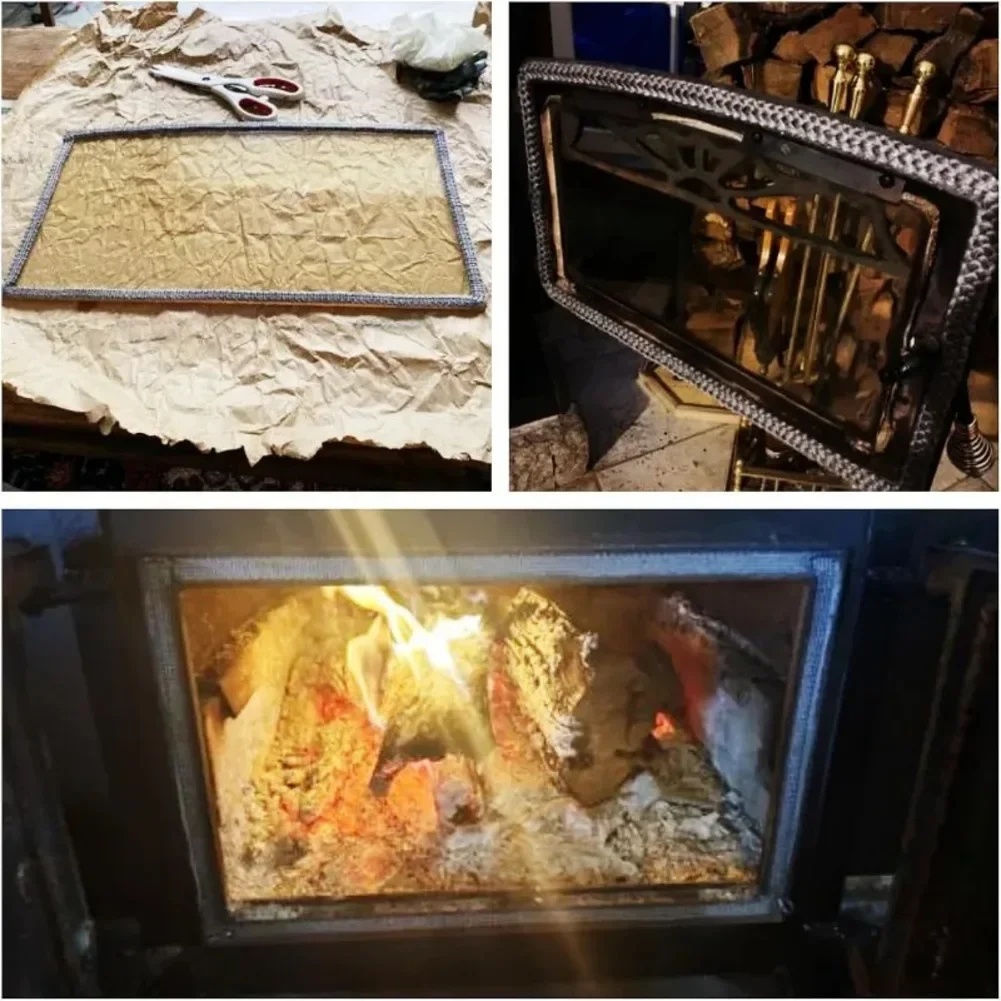 

White Stove Door Gasket Heat Resistant Elastic Design Reduces Smoke Leakage Promotes Burn Efficiency For Wood Burning Stoves