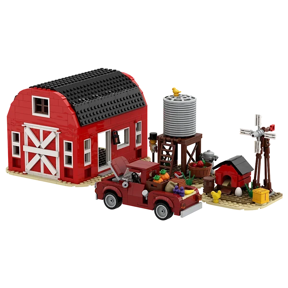 

Gobricks MOC Creative Windmill Farm House Bricks Medieval Animal Homeland Farm Cabin Garden Car Cow Building Blocks Toys Gifts