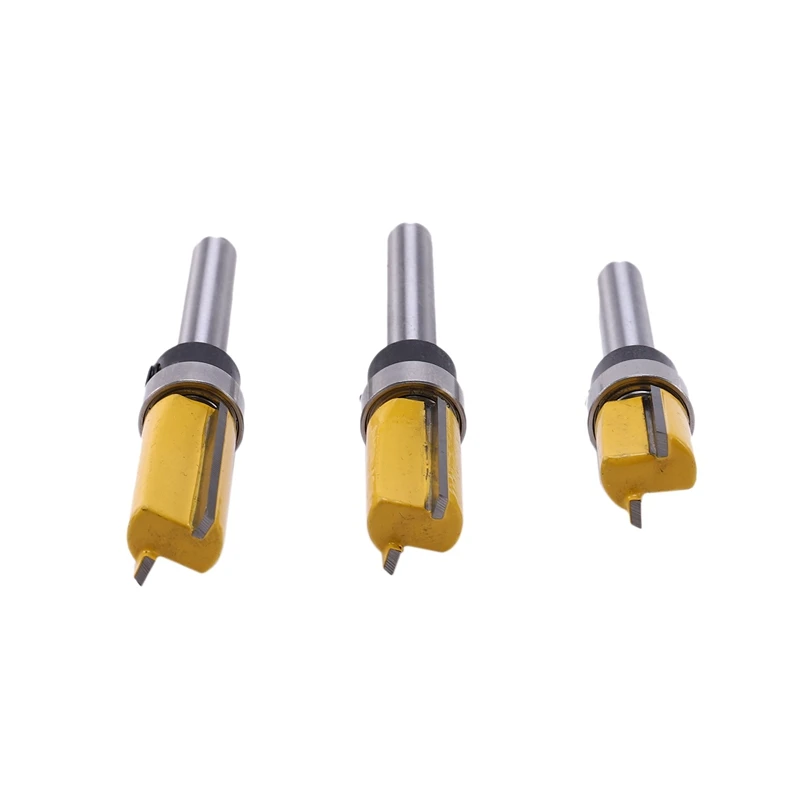 9Pcs 1/4 Inch Flush Trim Router Bit Pattern Bit Top & Bottom Bearing 1/2 Inch Blade Template Edge Wood Trimmer Cutter