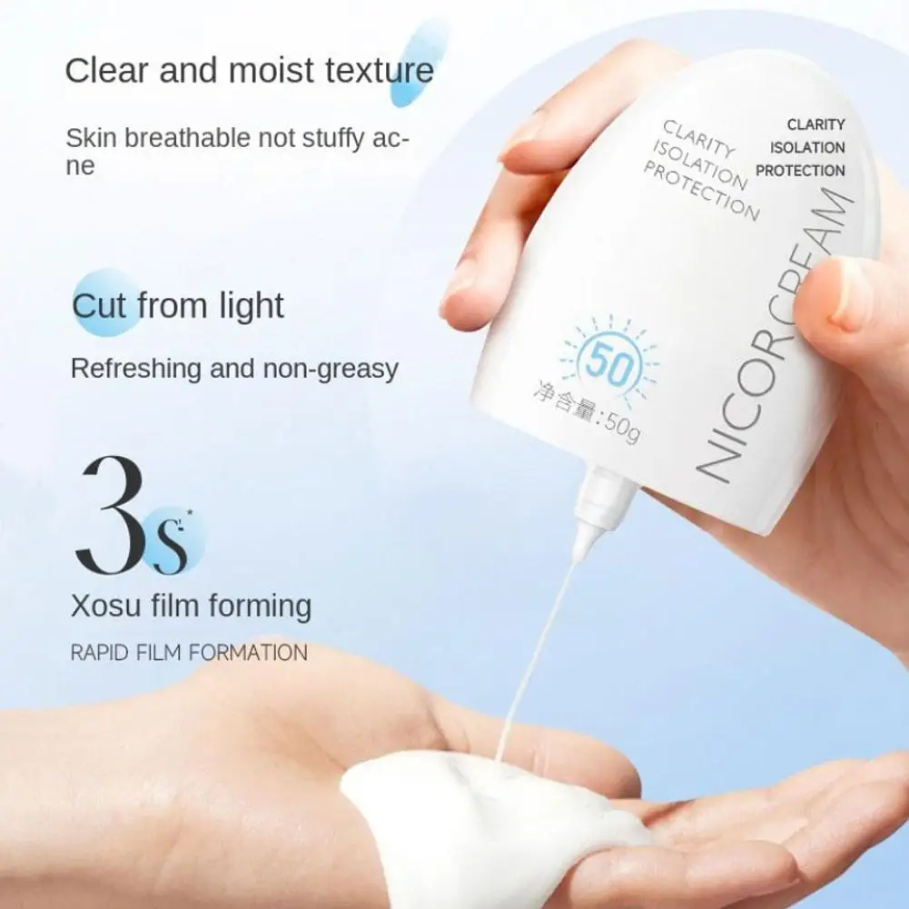 1/2/3 قطعة عزل جسم الوجه واقية من الشمس SPF 50 + كريم عزل الأشعة فوق البنفسجية مقاوم للماء الرطوبة سطع لون البشرة للعناية بالبشرة 50 جرام 2026 #3