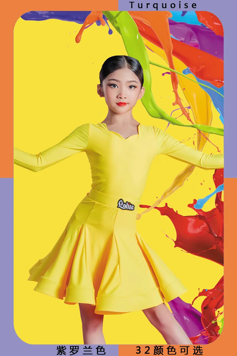 Children Professional Latin Dance Dress for Girls Ballroom Dancing Dresses Rumba Cha Cha Samba Practice Dress Latin Performance