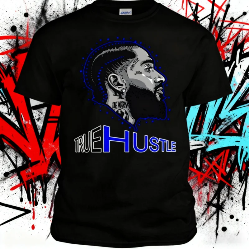 

2025 Summer True Hustle Nip Nipsey Hustle Pattern T-shirt Pure Cotton Printed Men's Women's Street Fashion T-shirt Short Sleeve