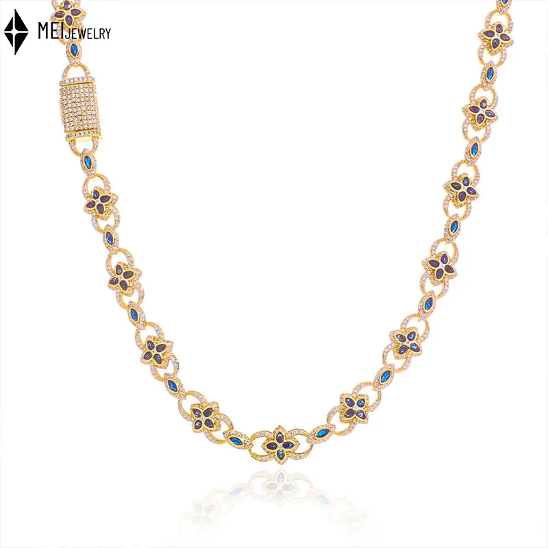 Hip hop Four Leaf Clover Necklace Trendy Creative Eye 8-Word Chain Colored Cubic Zirconia Bracelet Jewelry Set Customization view 5