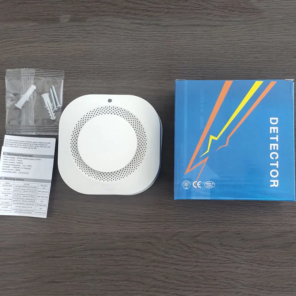 Compacto sem fio Smoke Detector Sensor, alarme para fácil instalação, ABS, branco