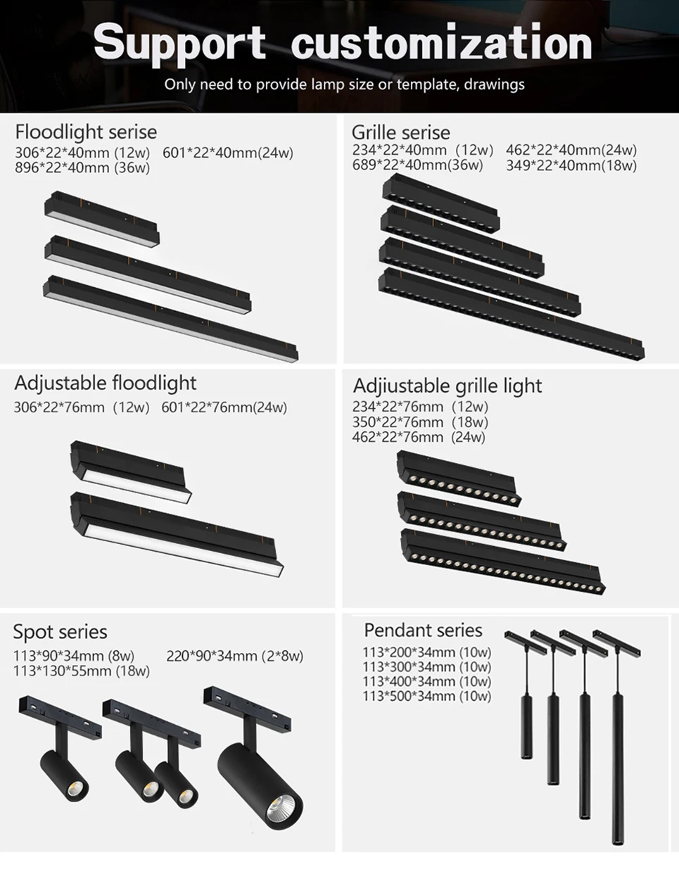 2m Magnetic Rail Linear Magnetic Track Lighting Accessories 2 Meters Ceiling Magnet Track Kits 48V Power Supply Corner Connector