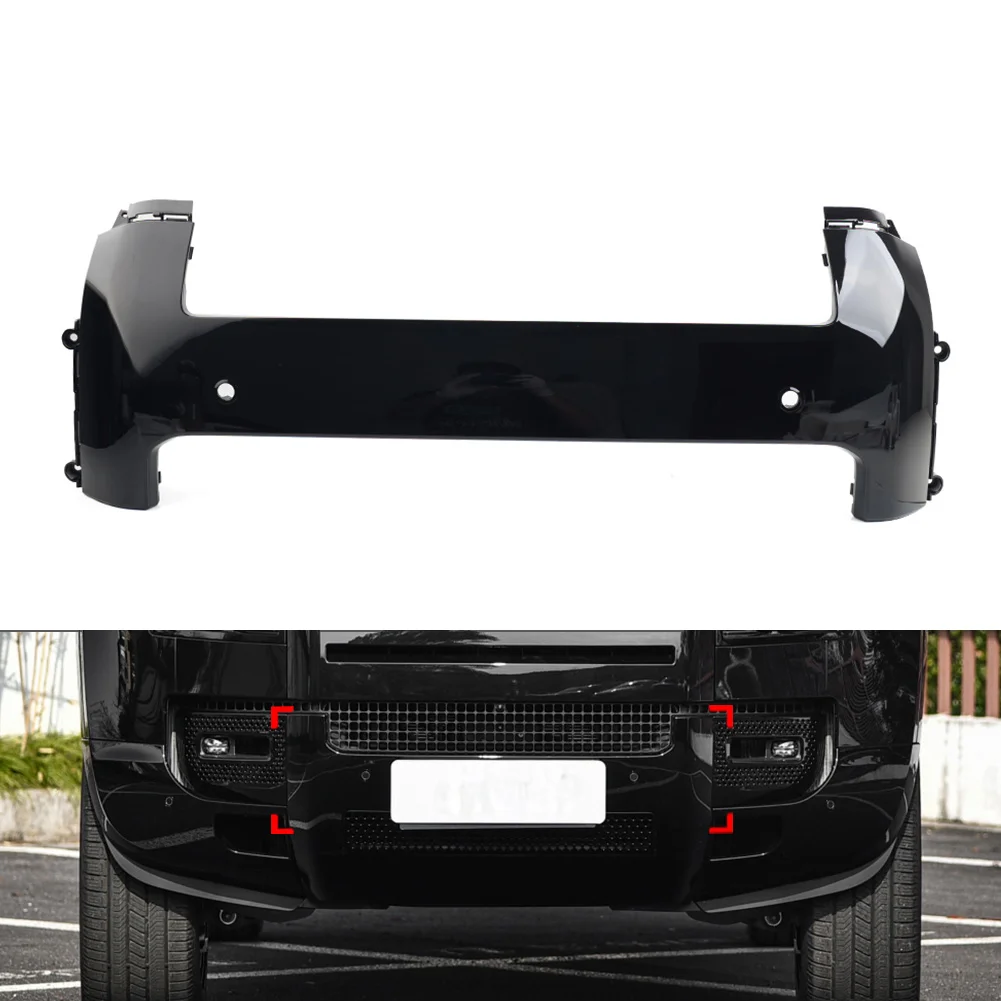 

Car Center Section Front Bumper Board Protector Cover For Land Rover Defender 90 110 130 2020 2021 2022 2023 2024 Glossy Black