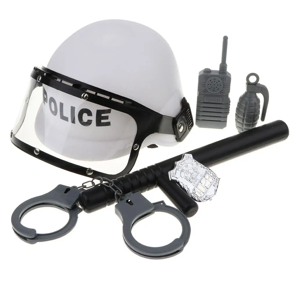 Simulation 6pcs Plastic Police Man Cosplay Props Tools Set Kids Role Play