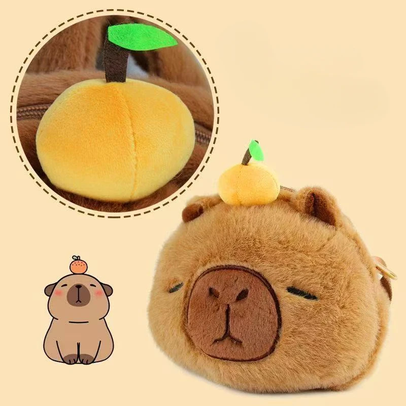ぬいぐるみカピバラショルダーバッグ素敵なオレンジカピバラぬいぐるみかわいいものかわいいぬいぐるみ小銭財布スクールバッグ誕生日ギフト
