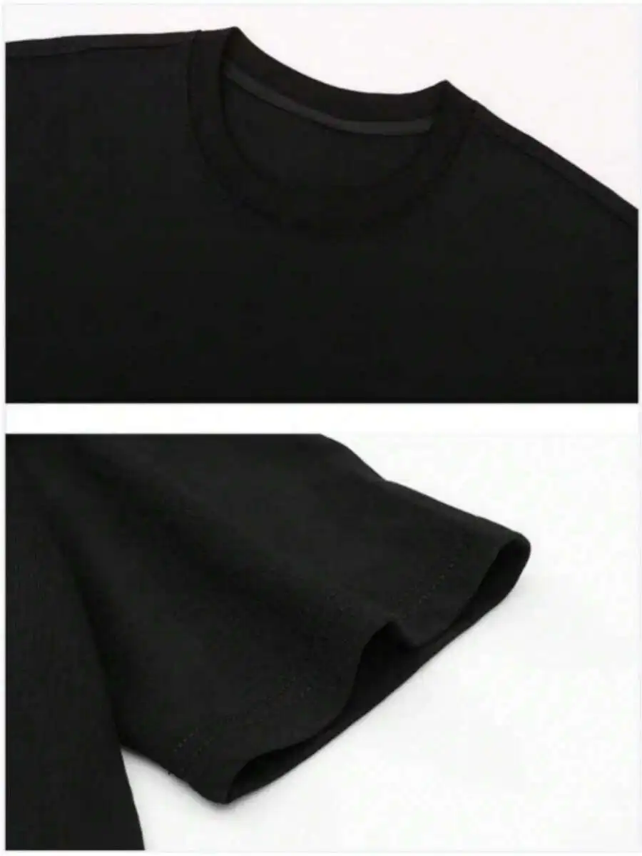 

Mens Cotton Short Sleeve Round Neck T-Shirt Black Casual Comfortable Breathable